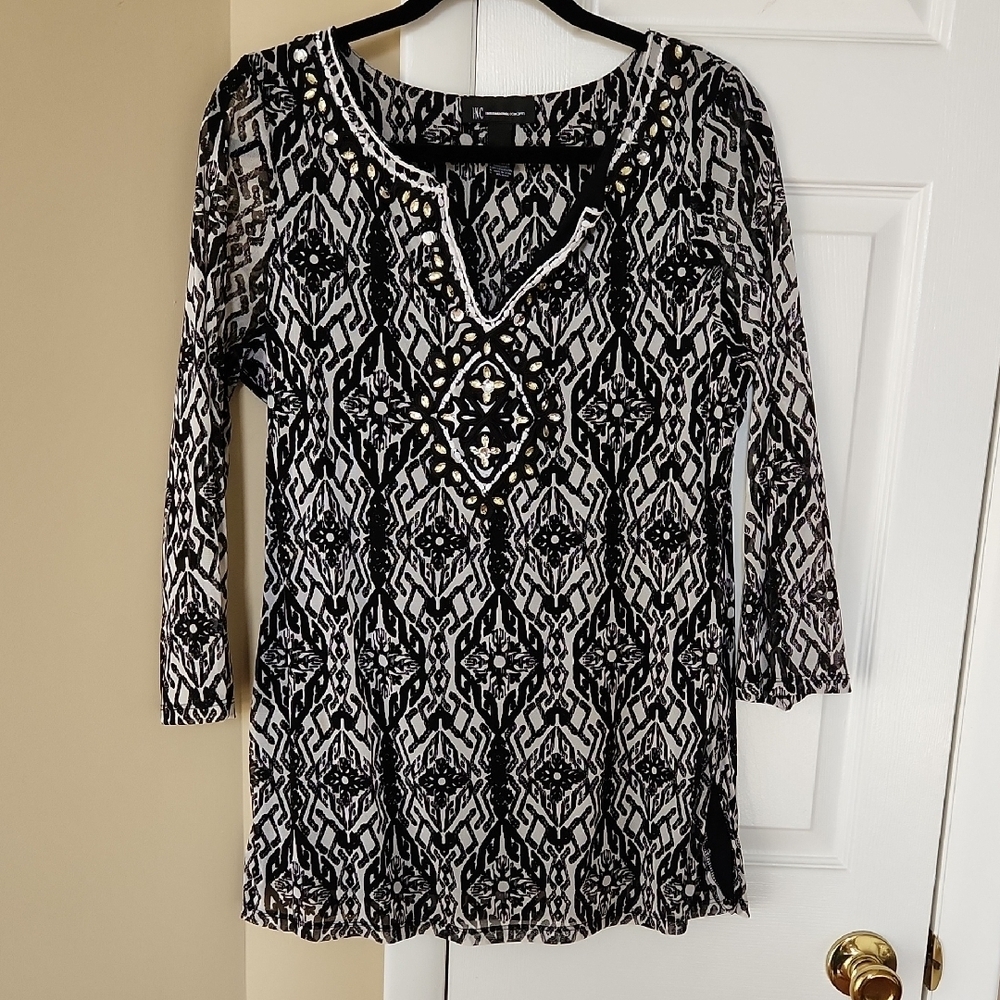 INC Jeweled Blouse, Size XL